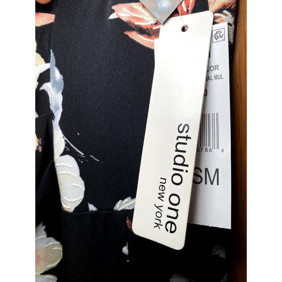 Studio One New York - NWT - Black Floral Dress - Size Small Petite - Picture 11 of 15